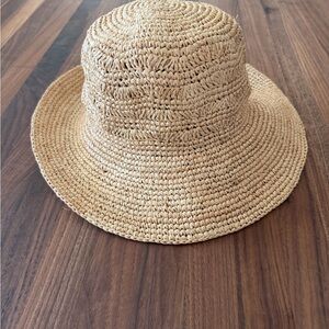 Zara Natural Straw Crochet wide brim bucket Hat
